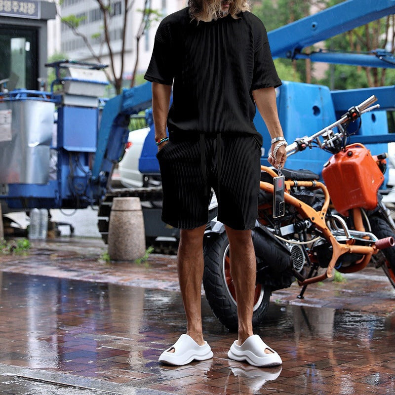 Casual short-sleeve set for men in textured fabric Lune London