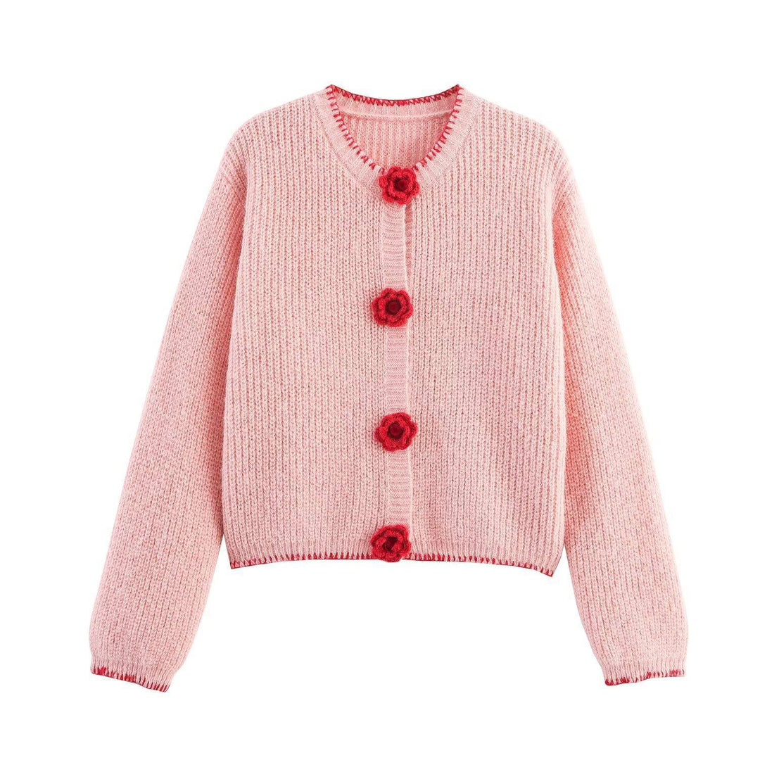 Ladies cardigan with floral appliqués Lune London