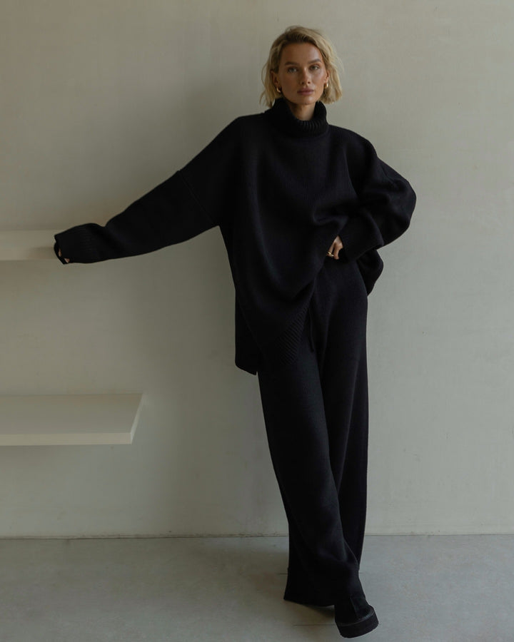 Oversized comfortable sweater for women with high collar Lune London