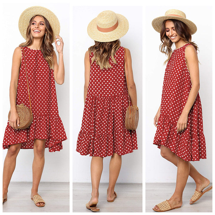 Robe d'été A-line pour femme avec ourlet volanté et pois Chic & Stil
