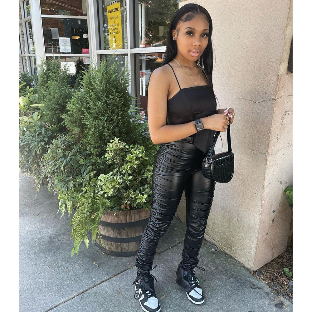 Chic leggings and stylish synthetic leather for women