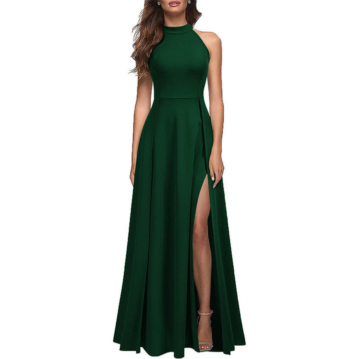 Elegant maxi dress for women with side slits and high collar Lune London