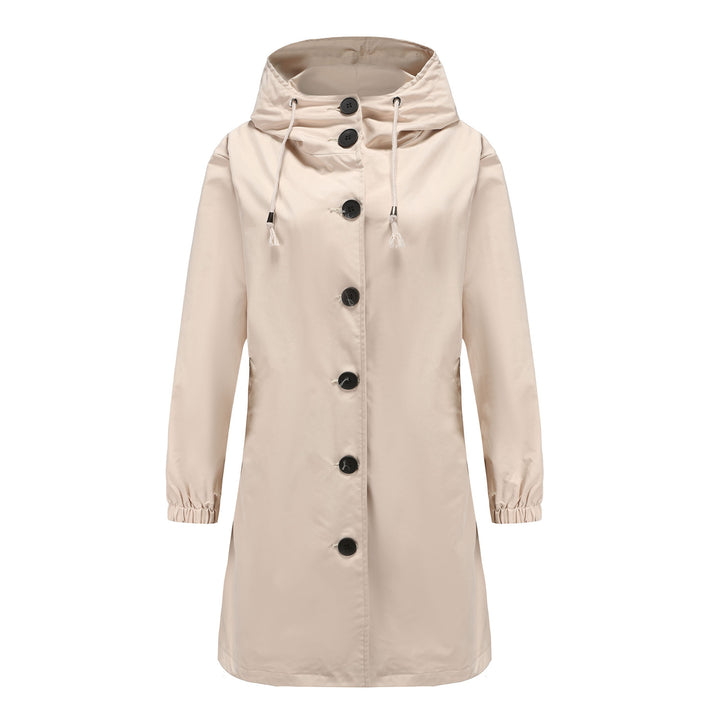 Fashionable transitional jacket for women with adjustable hood and practical pockets Lune London