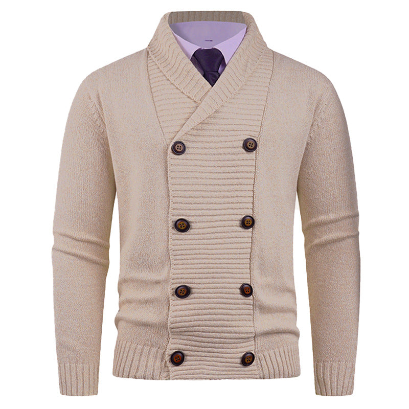 Men's knit jacket with modern shawl collar and practical button details Lune London