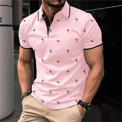 Short sleeve polo shirt for men with Lune London pattern