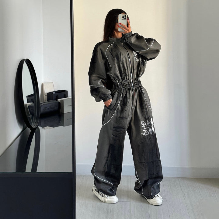 Women's sporty jumpsuit with wide legs and elastic waistband Lune London