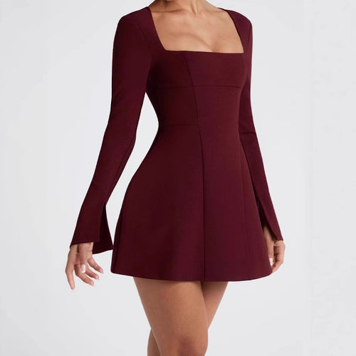 Women Elegant Mini Dress with Square Neckline and Flared Sleeves Lune London
