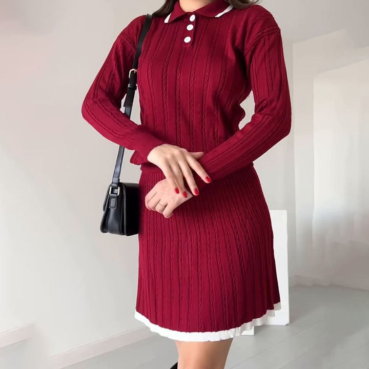 Polo dress for women with ribbed structure and button placket Lune London