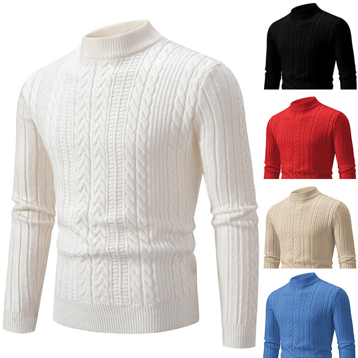 Elegant turtleneck sweater for men with a deep cable pattern and a modern fit Lune London