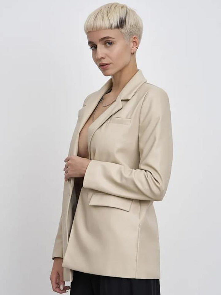 Minimalist and stylish synthetic leather blazer for women Lune London