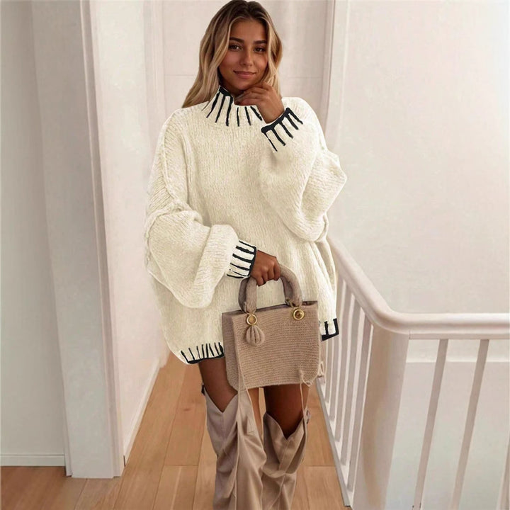 Oversized knitted sweater for ladies with decorative collar Lune London