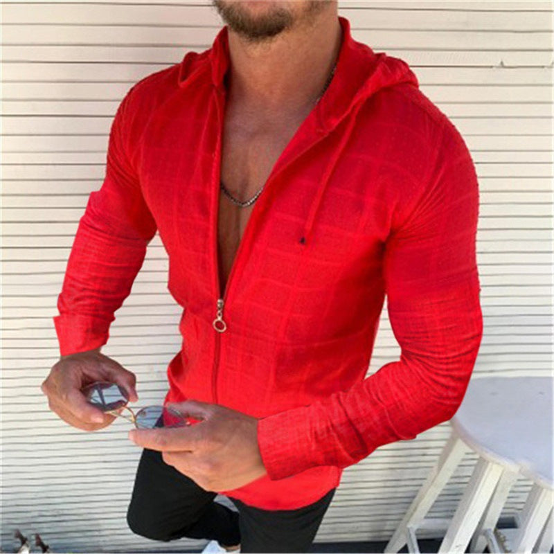 Men's Sporty Long Sleeve Jacket with Innovative Texture Pattern and Practical Zipper Lune London
