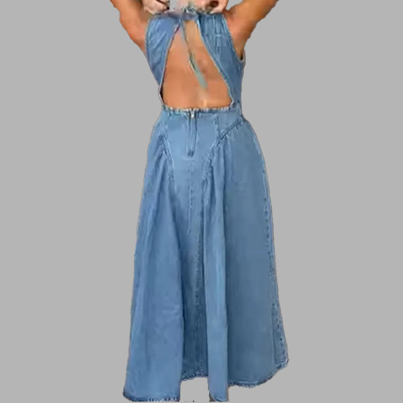 Robe maxi en jeans pour femmes avec coupe moderne et ligne A Chic & Stil