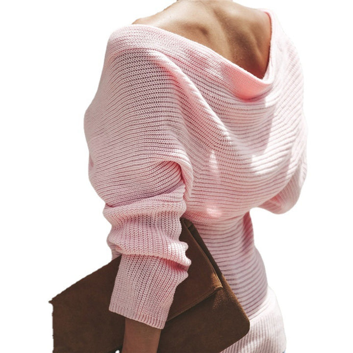 Knit sweater for women with off-shoulder design and elegant draped appearance Lune London