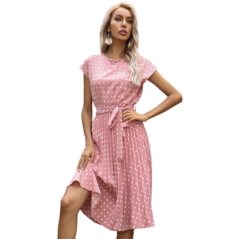 Lune London Women's A-line Polka Dot Dress with Waist Cord