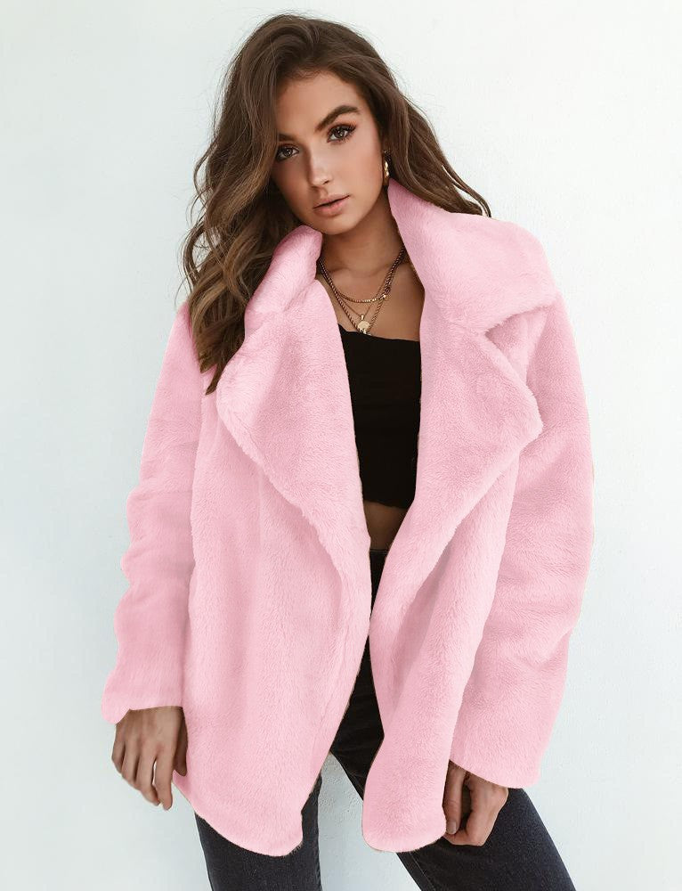 Fleece coat for women with large collar and trendy cut Lune London