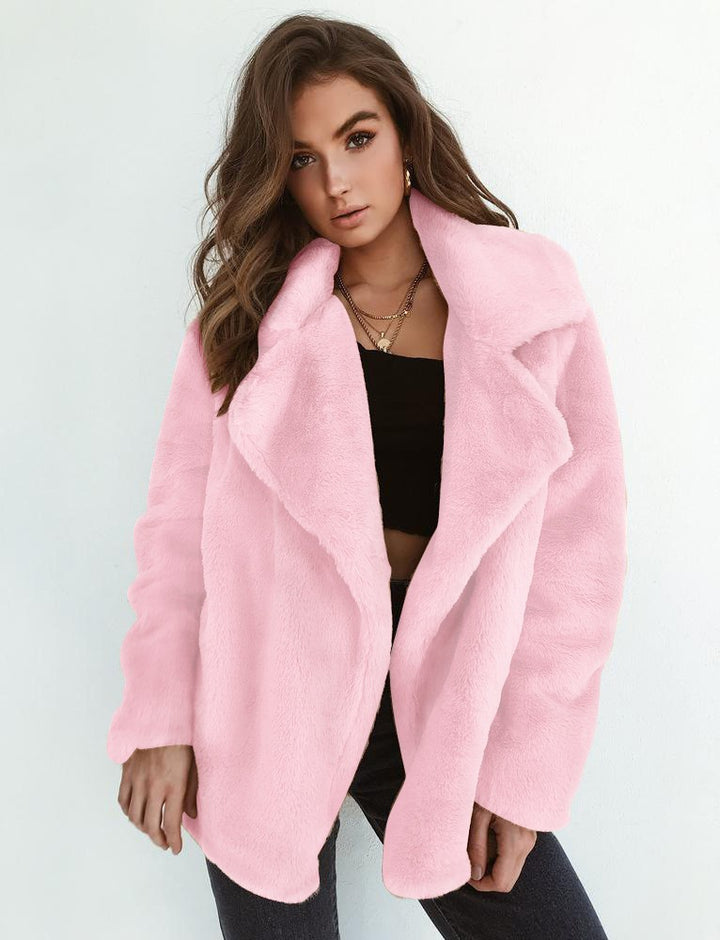 Fleece coat for women with large collar and trendy cut Lune London
