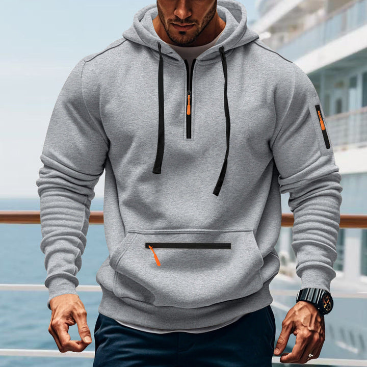 Men's Sporty Hoodie with Practical Two-Way Zipper and Side Pockets Lune London