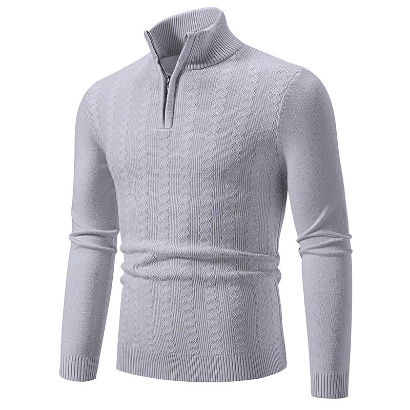 Elegant knitted sweater for men with high zipper Lune London