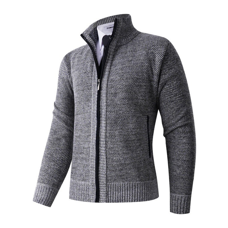 Elegant knitted jacket for men with high collar and practical pockets Lune London