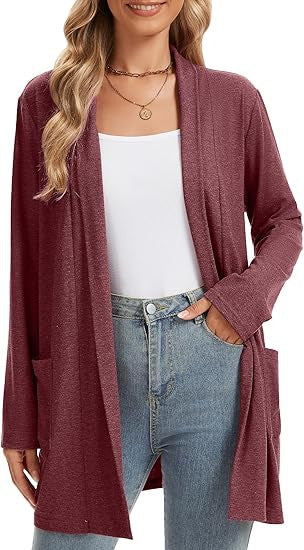 Veste en tricot à manches longues pour femmes, ouverte à l'avant et avec poches Chic & Stil