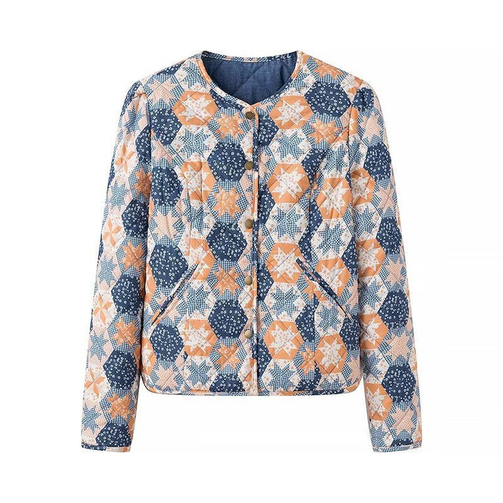 Veste matelassée de mode pour femme avec motif floral et poches pratiques