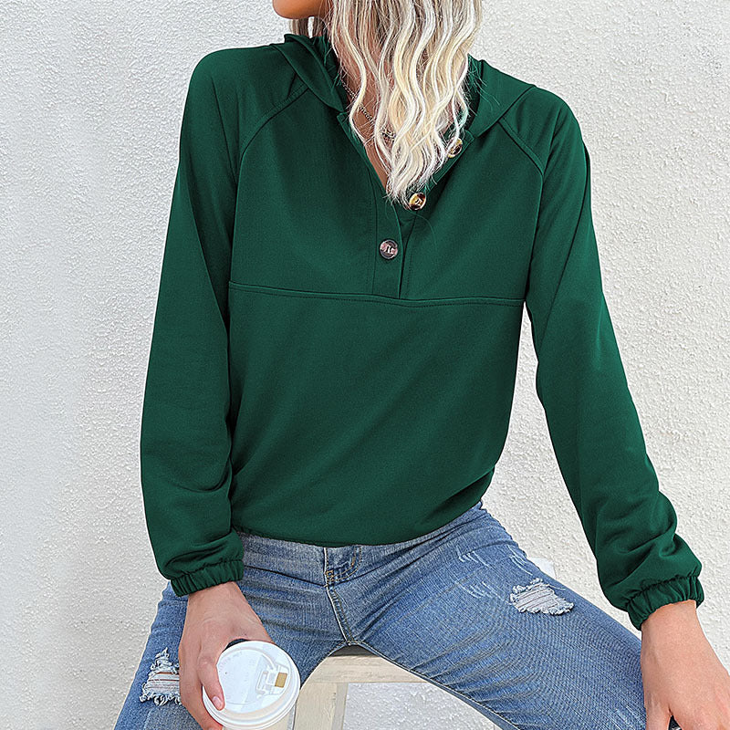 Women's button hoodie top with elastic cuffs Lune London