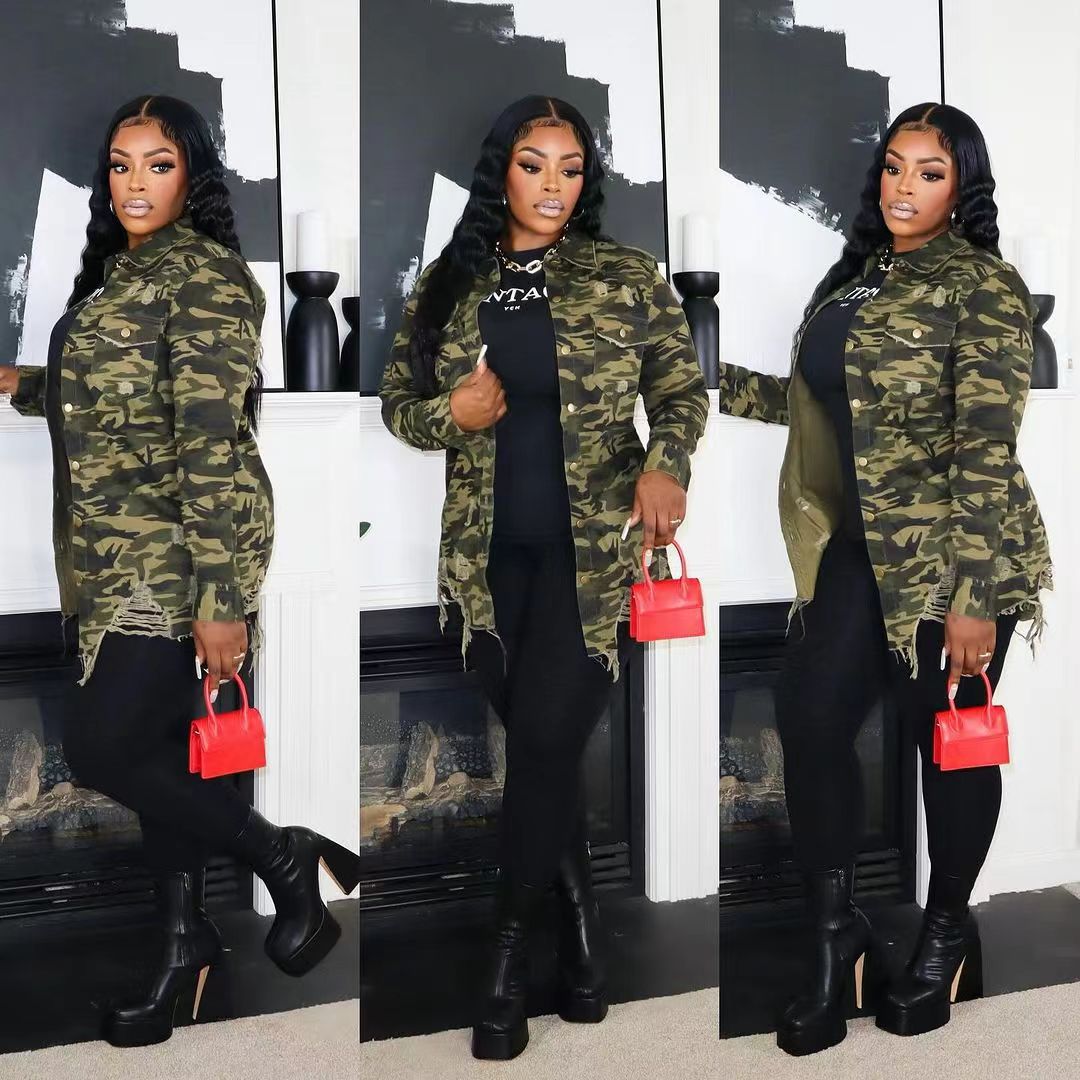 Ladies fashion camouflage-overshoot look Lune London