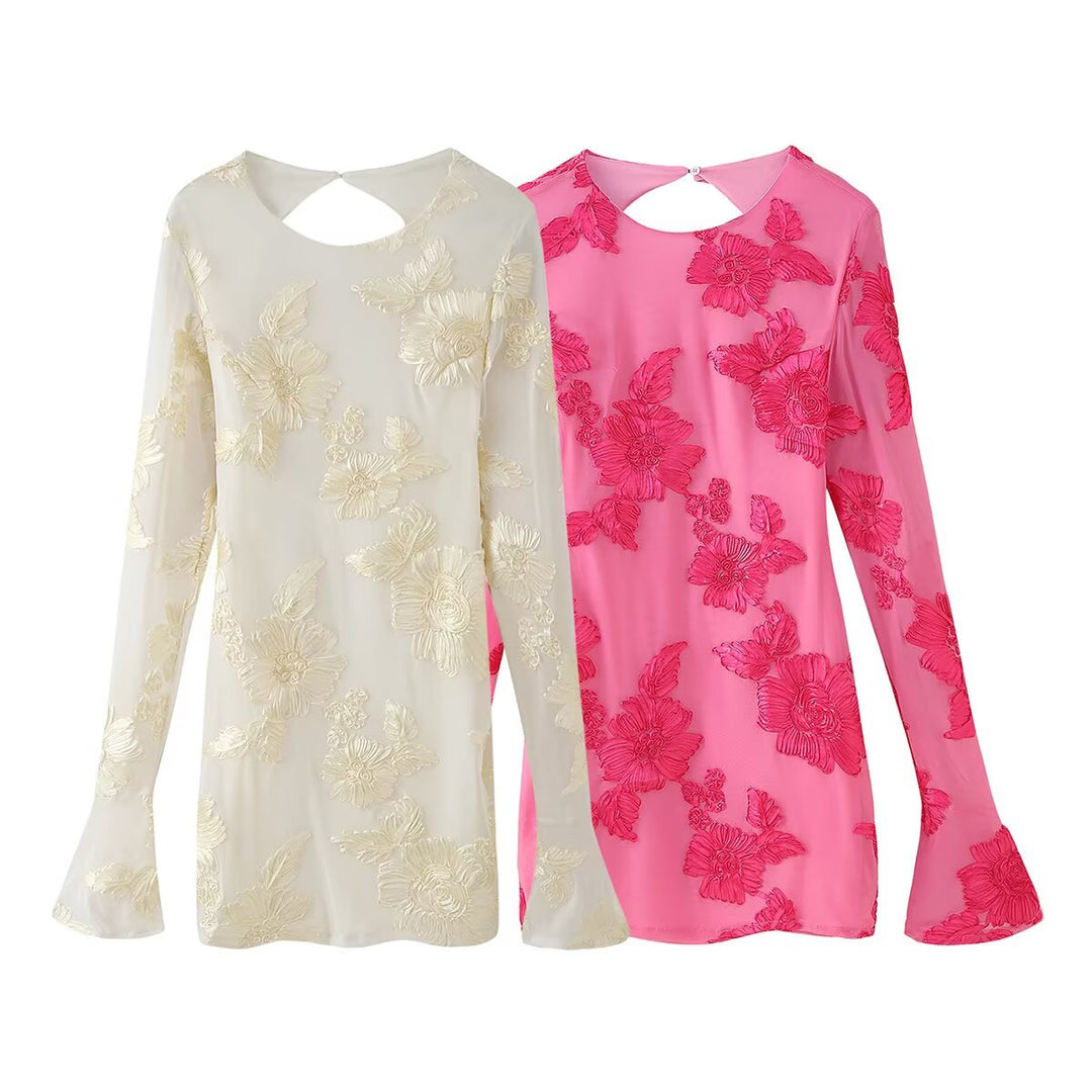 Women's top with floral lace and elegant cut at the back Lune London