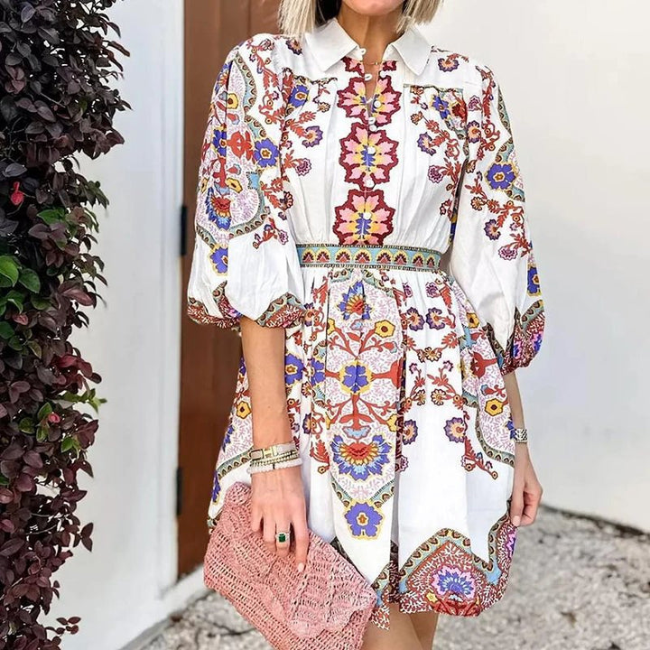 Shirt dress for women with floral pattern and elegant button placket Lune London