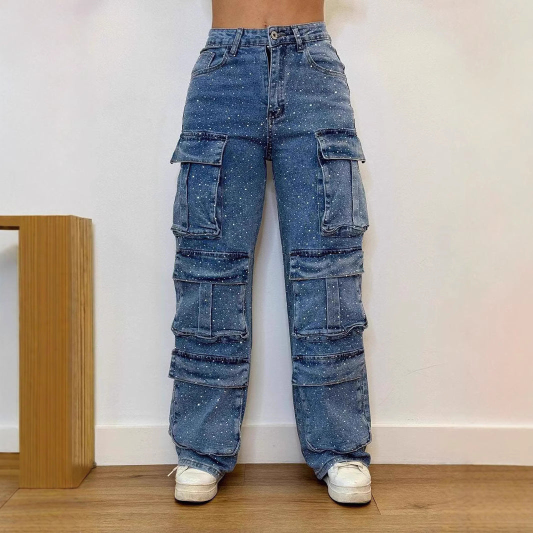 Ladies Cargo Jeans with multiple pockets and relaxed fit Lune London