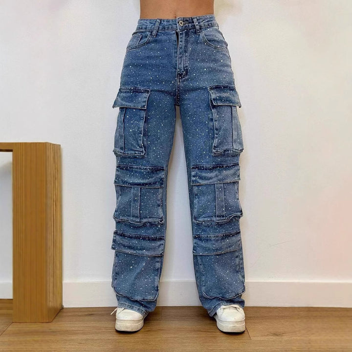 Ladies Cargo Jeans with multiple pockets and relaxed fit Lune London