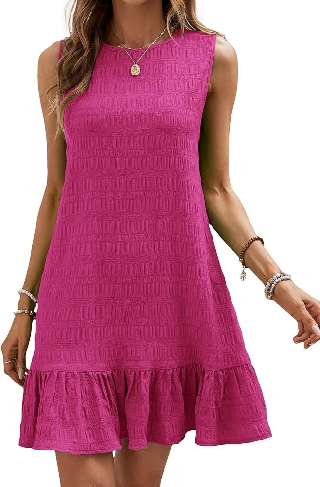 Casual dress for women with ruffled hem and textured fabric Lune London