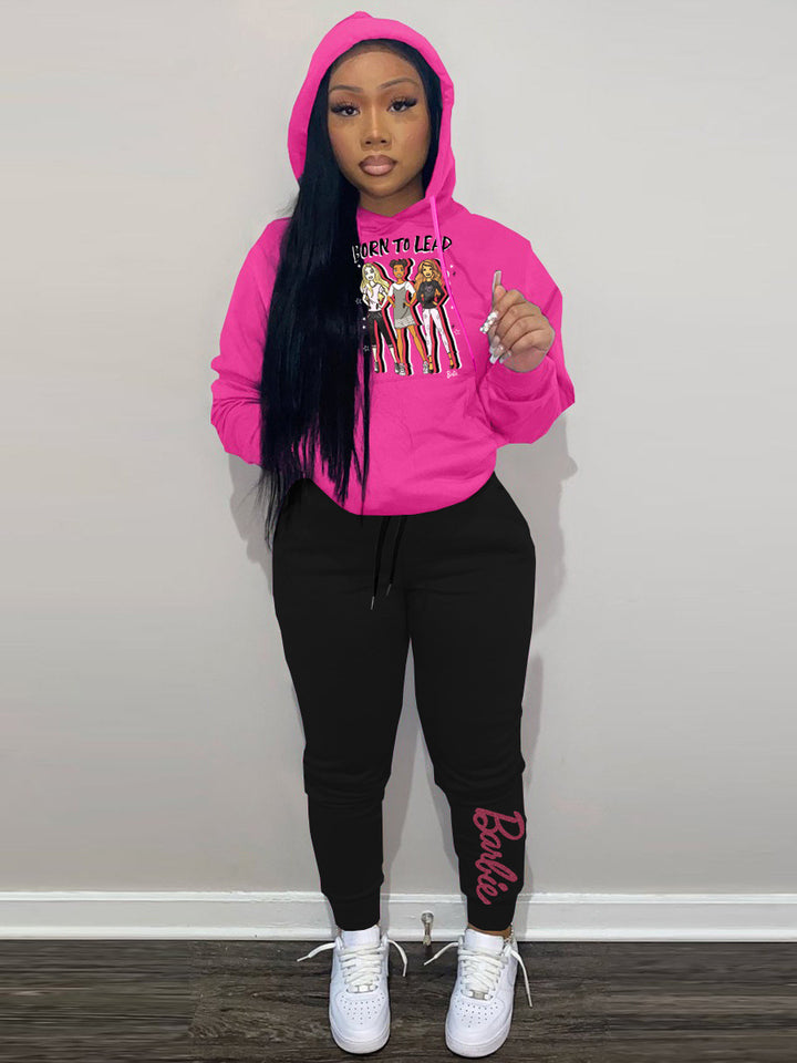 Women's hoodie and jogger set with inspiring Barbie motif Lune London