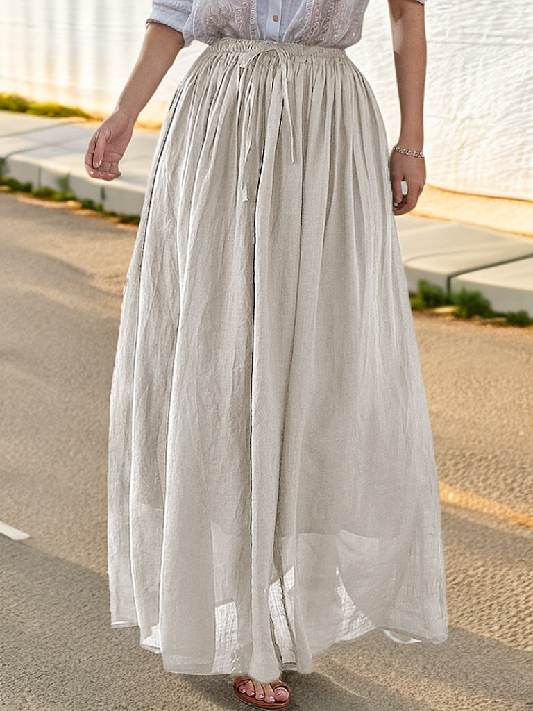 Elegant maxi skirt for women with a flowing cut and practical drawstrings Lune London
