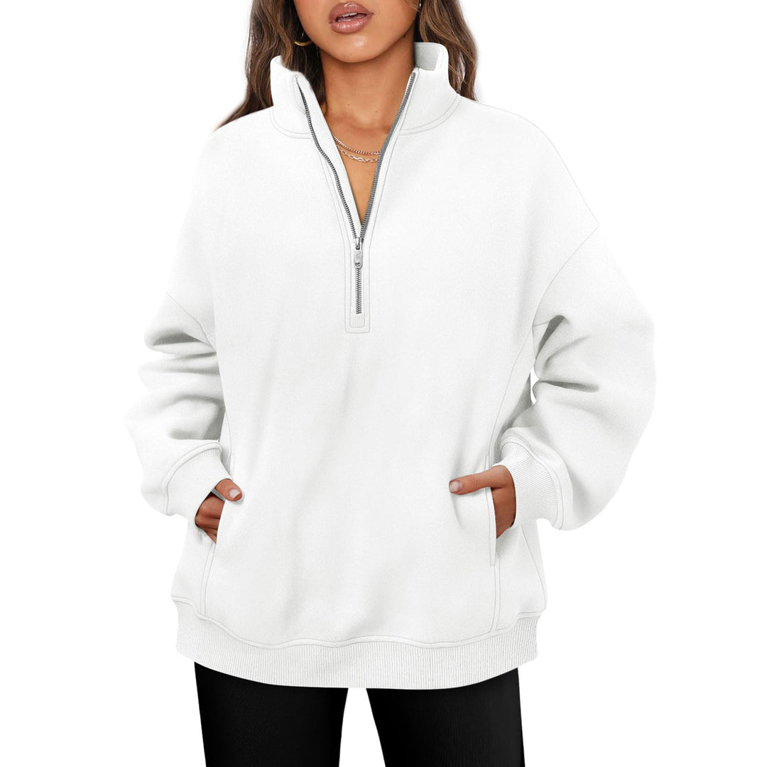 Casual oversized fleece sweater for women with high collar Lune London