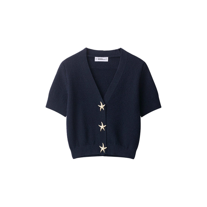 Women short sleeve knit vest with chic and stylish nautical button details