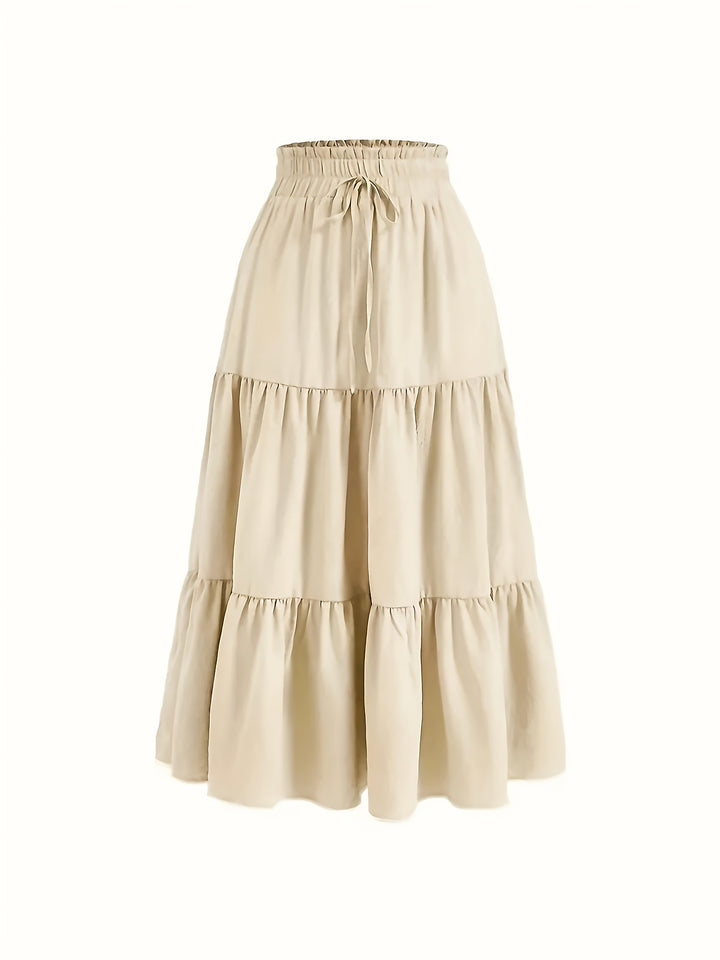 Maxi skirt for women with elastic waist and ruffled design Lune London