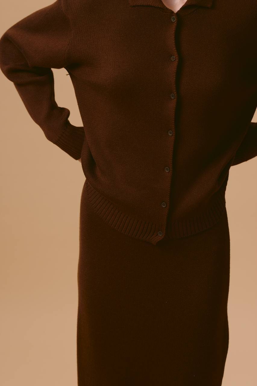 Knit jacket for women with polo collar and button closure Lune London