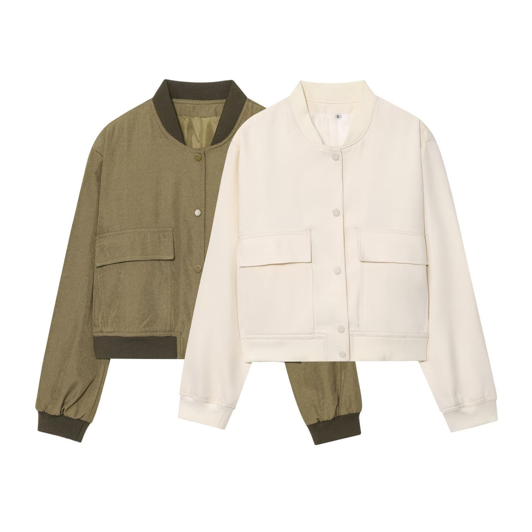 Casual bomber jacket for women with practical pockets and elastic hem Lune London