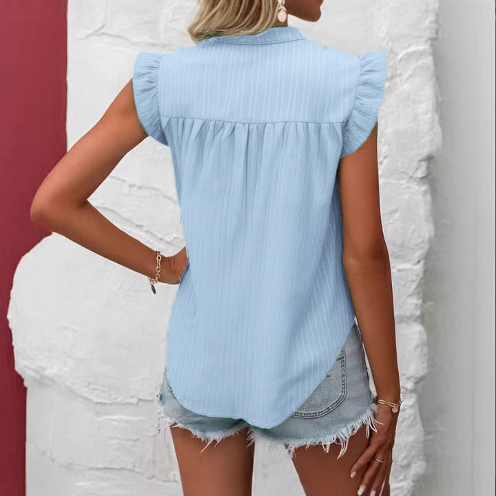 Women’S Blouse with Ruffle Details and Short Sleeves Lune London