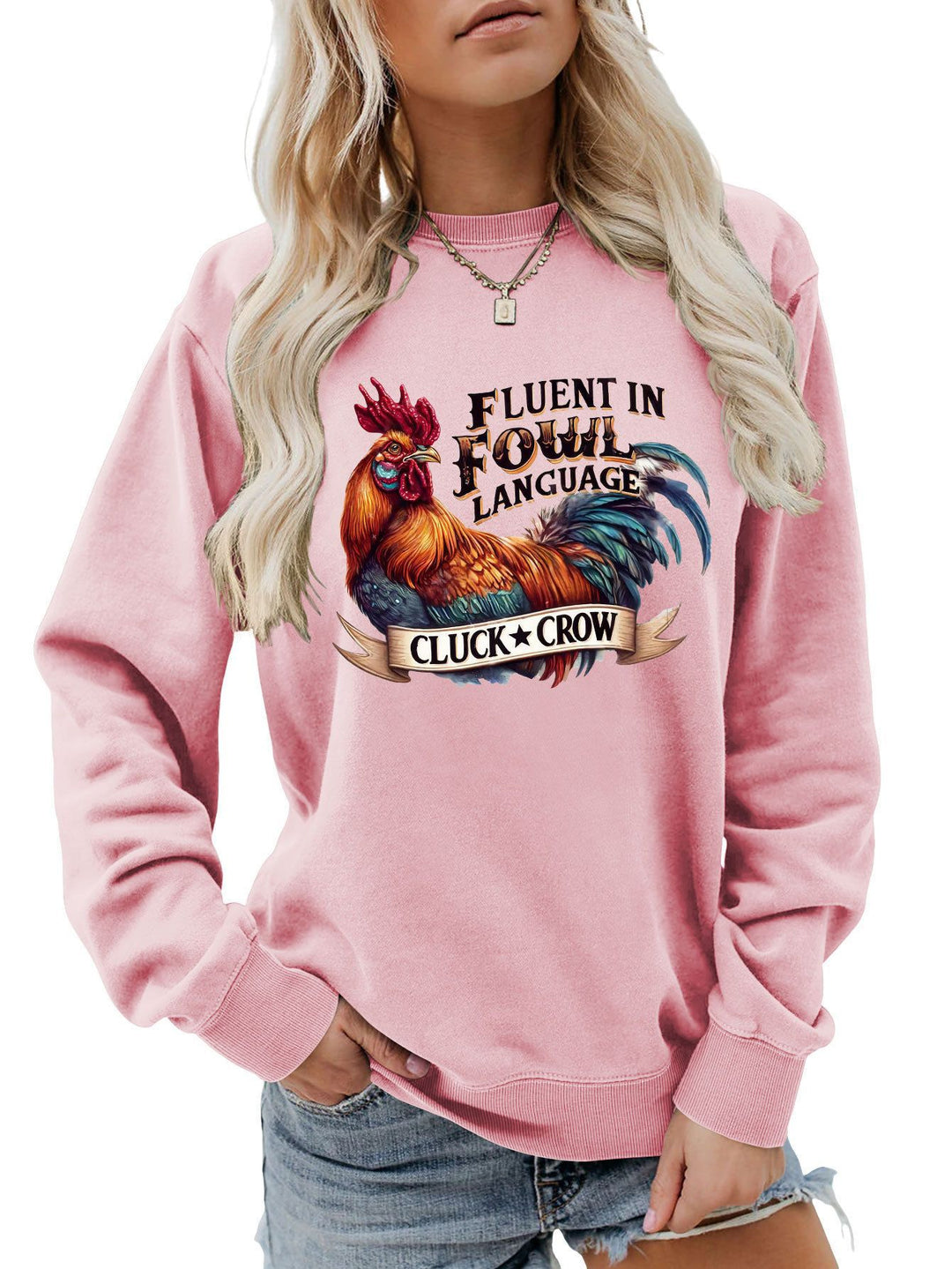 Sweat-shirt pour femmes avec motif de poulet humoristique et coupe confortable Chic & Stil