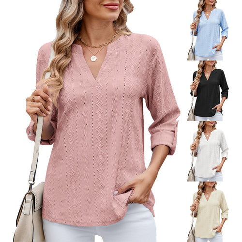 Ladies Elegant and light blouse with V-neck Lune London