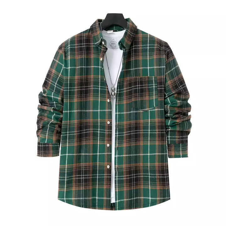 Men's patterned flannel shirt with practical chest pocket and button-down collar Lune London
