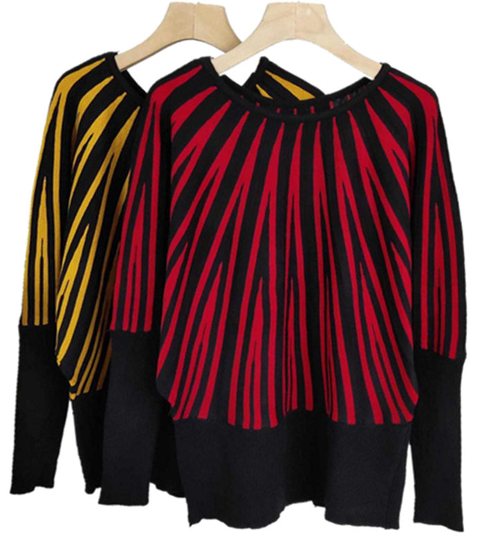 Trendy striped sweater for women with innovative cut and casual chic style
