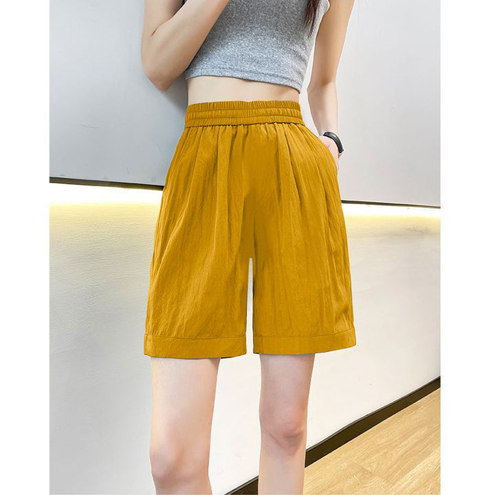 Women's casual shorts with elastic waistband and side pockets