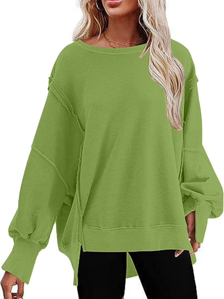 Ladies casual sweatshirt with puff sleeves and side slits Lune London