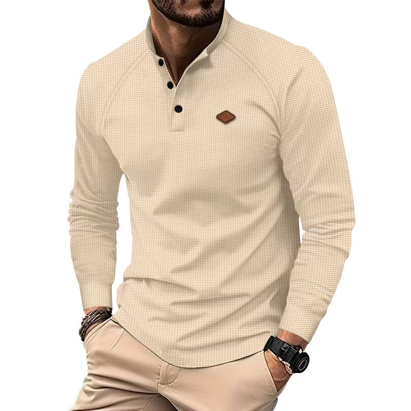 Men's long sleeve Henley shirt with textured surface and trendy button details Lune London