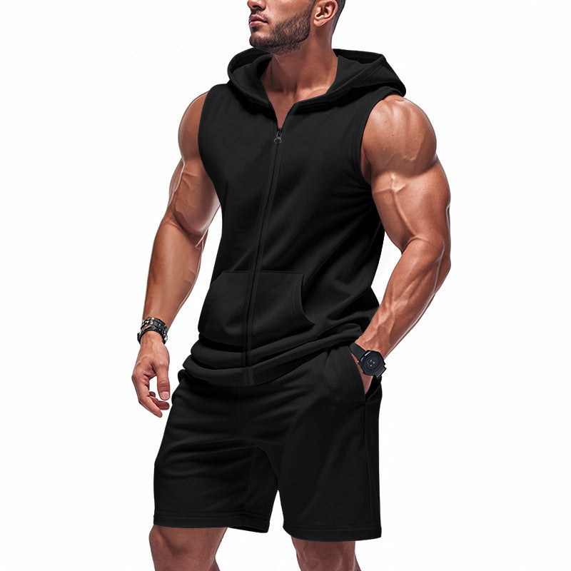 Men's short-sleeve sports set with hood and practical pockets Lune London