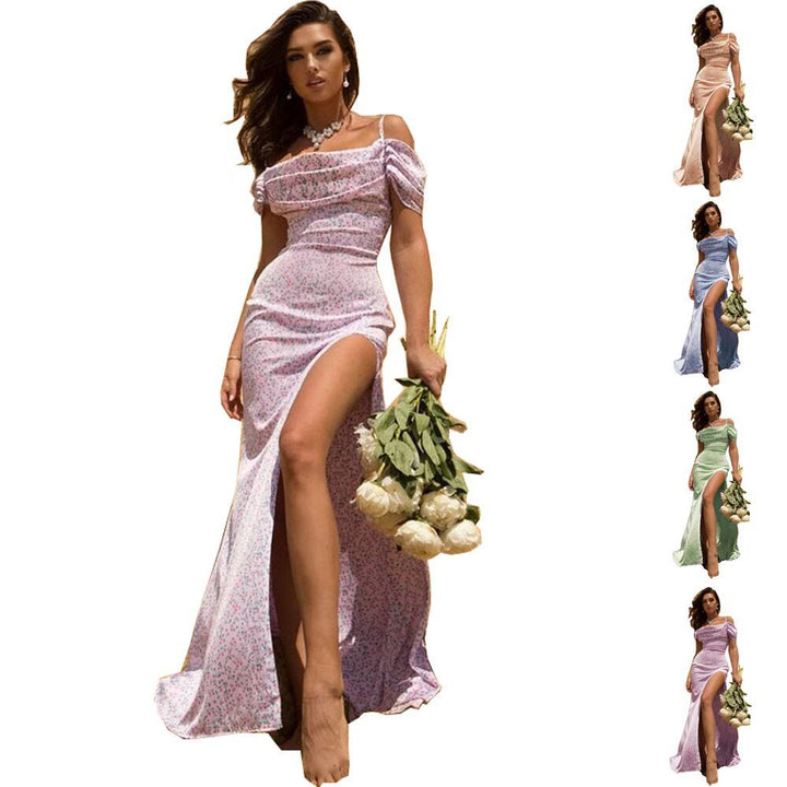 Evening dress for women with asymmetrical cut and elegant draping effects Lune London